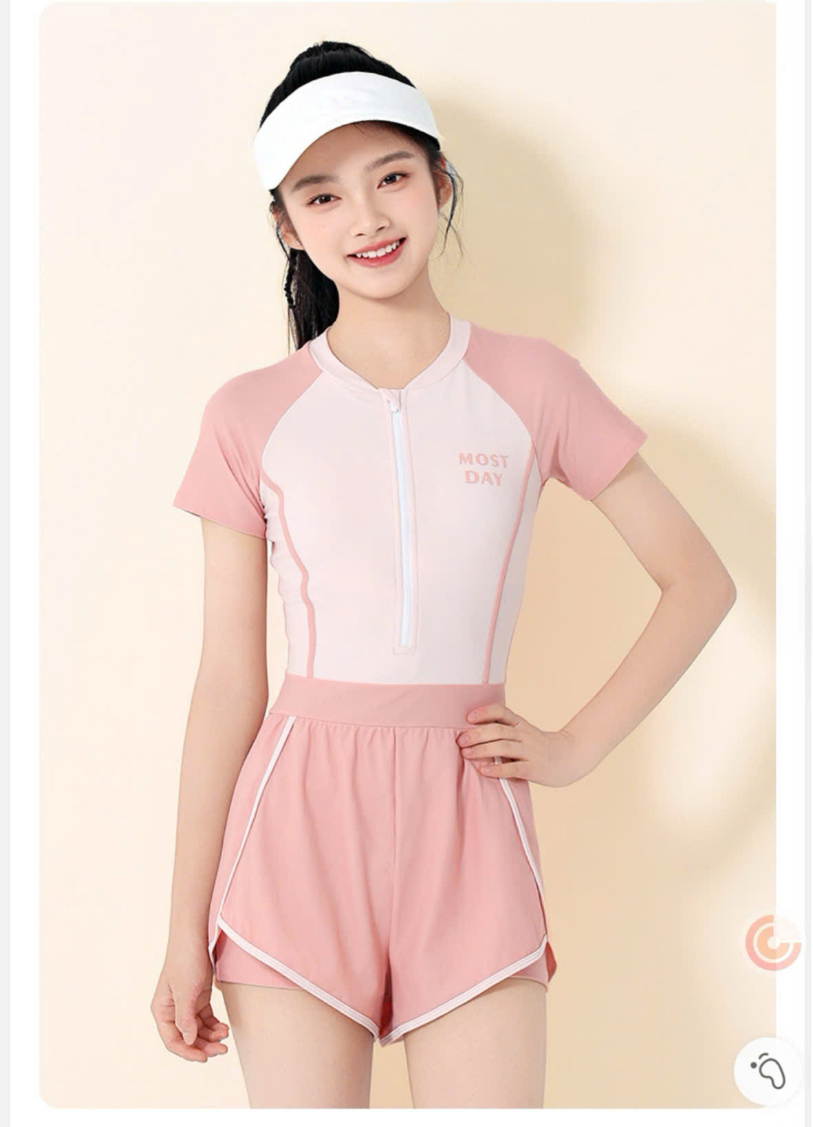 Bộ đồ bơi jumsuit mẹ & bé tay ngắn có khóa kéo