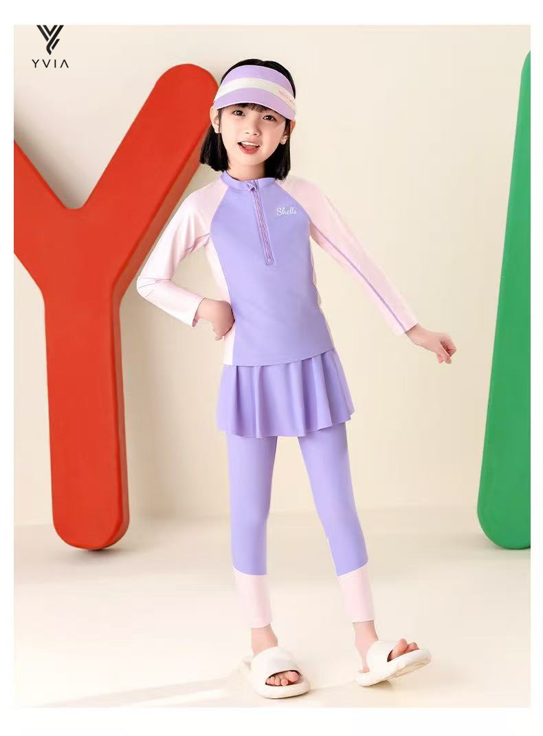 Bộ đồ bơi với áo tay dài & quần/váy kèm quần lót ôm dài bên trong